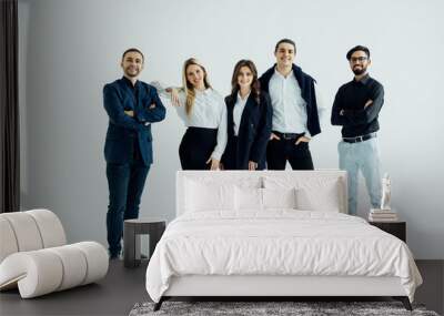 Group of smiling business people isolated over white background Wall mural